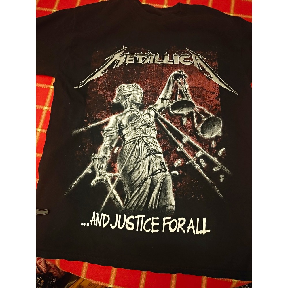 Metallica And Justice For All T Shirt Medium Lady Justice Black Band Tee Tubular